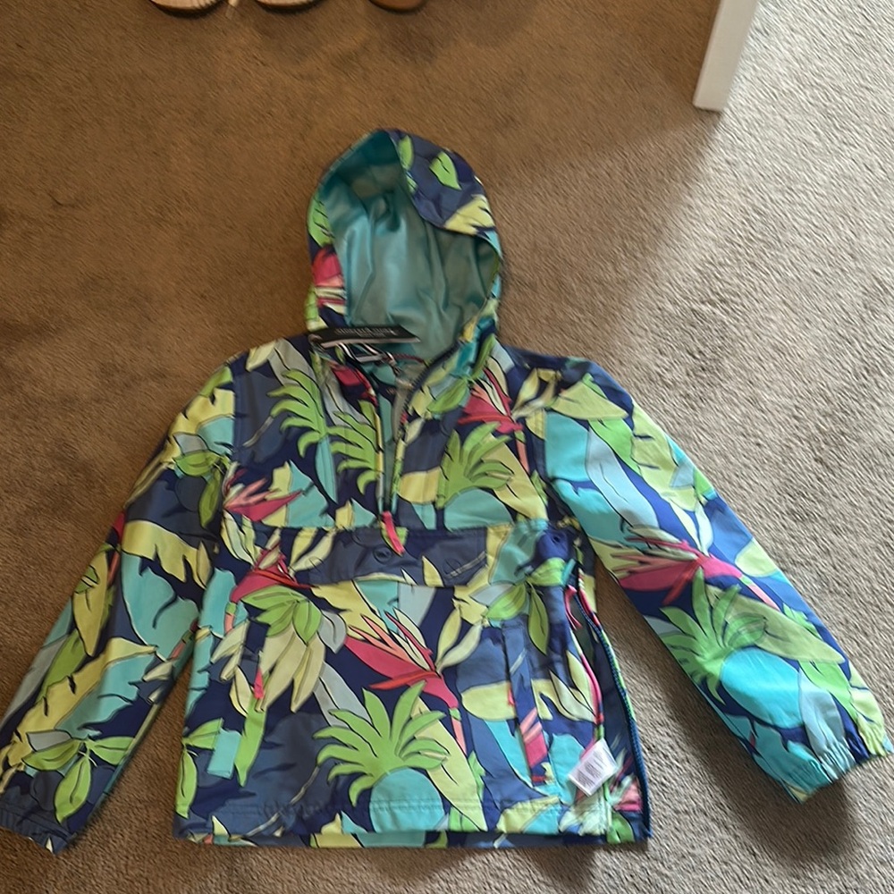NWT Vineyard Vines Blue and Green Raincoat Lightweight Hooded